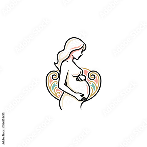 Beautiful Pregnant Woman Mascot Vector Illustration for Motherhood and Family Concepts
