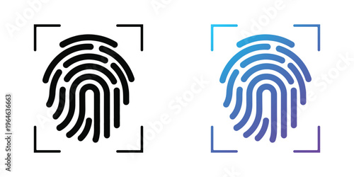Fingerprint scan comparison with black and blue gradient patterns