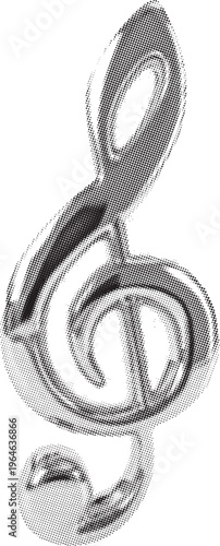 Shiny three dimensional silver treble clef music symbol