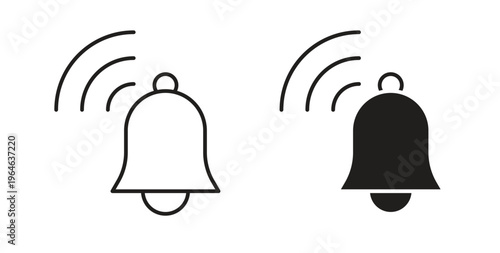 Bell ring icons linear icon. Line with Editable stroke. monochrome icon