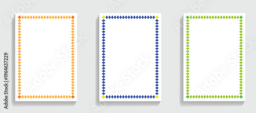 Three Colorful Diamond Patterned Vertical Frames border