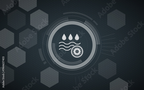 Cuadro en lienzo Water Management and Environmental Filtration Settings Icon Header Background wi