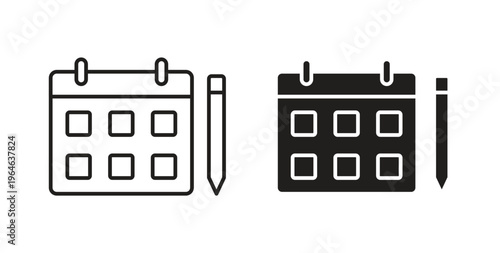 Calendar pen icons linear icon. Line with Editable stroke. monochrome icon