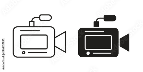 Camcorder icons linear icon. Line with Editable stroke. monochrome icon