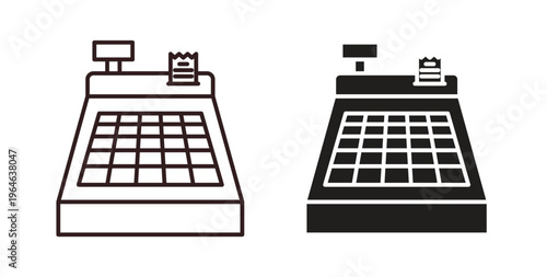 Cash register icons linear icon. Line with Editable stroke. monochrome icon