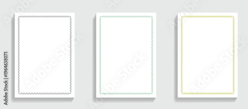 Three Decorative Patterned Borders on White Backgrounds