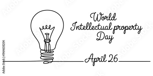 A minimalist single line drawing illustration of a light bulb for world intellectual property day Vector, illustration