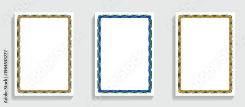 Three Decorative Vertical Frames With Earth Tones border