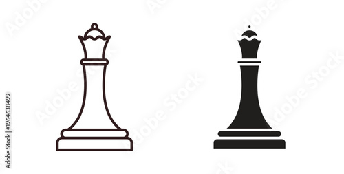 Chess queen icons linear icon. Line with Editable stroke. monochrome icon