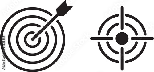 A black and white icon of a target with an arrow hitting the bullseye