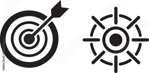 Target bullseye with arrow or personalized marketing flat vector color icon