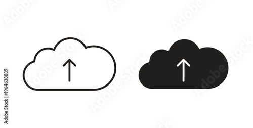 Cloud upload icons linear icon. Line with Editable stroke. monochrome icon