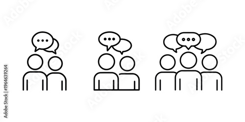 Group conversation icons depicting people talking with speech bubbles for social interaction communication team collaboration and networking illustration