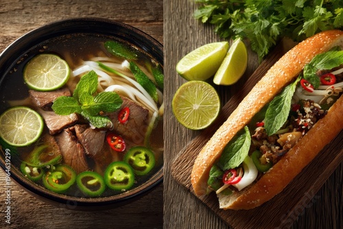 Vietnamese beef pho and banh mi