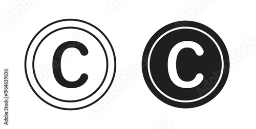 Copyright icons linear icon. Line with Editable stroke. monochrome icon