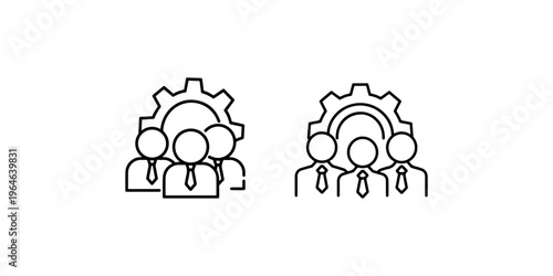 Teamwork and collaboration icons with gears and business people symbols for effective business operations and professional growth concept illustration