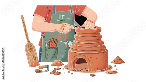 The Art of Crafting Clay: A skilled artisan meticulously shapes a clay creation, bringing their artistic vision to life through skillful handiwork.