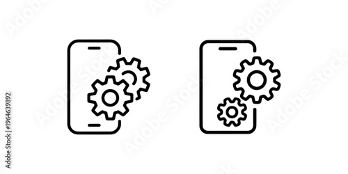 Smartphone settings icon with gear symbols representing mobile phone repair technical support system configuration and software updates for electronics