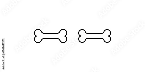Two outline dog bone shapes side by side on white background, simple minimalist design, cartoon style, playful pet symbol
