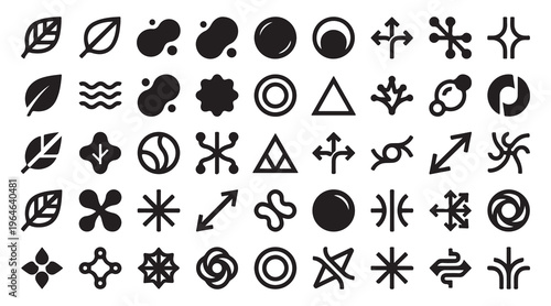 Obraz na płótnie Organic geometric shapes vector set with abstract icons for minimal branding and