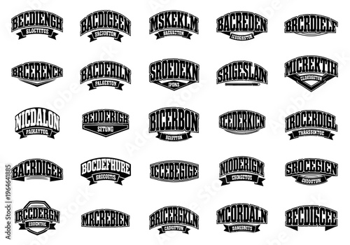 Vintage Varsity Logo Badges Set - 25 Collegiate Sports Style Typography Templates for Apparel and Branding Design