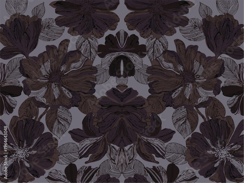 abstract an embossed blooming bright flower motif arrangement all - over textile design illustration digital image printing factory