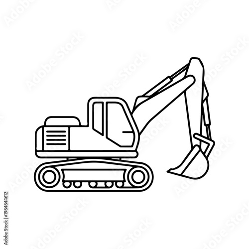 Isolated vector illustration of a heavy industrial excavator and construction machinery loader vehicle for building work on a white background