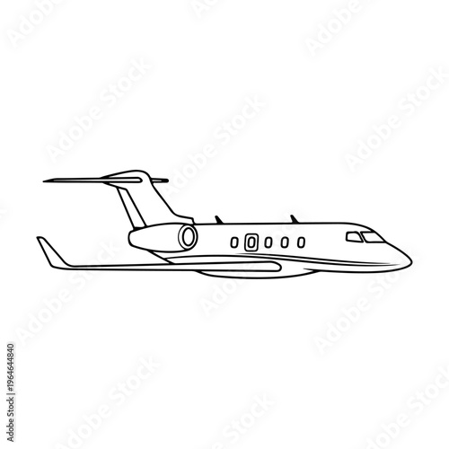 Side view illustration of a private jet, symbolizing business travel and luxury transportation, presented in a clean, minimalistic graphic style