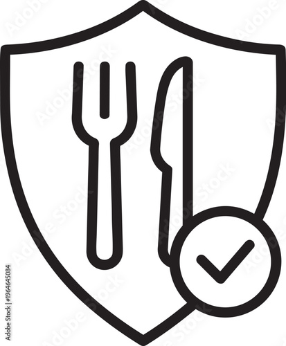 Outline icon of a plate with folded napkin representing formal restaurant dining etiquette and catering service setup