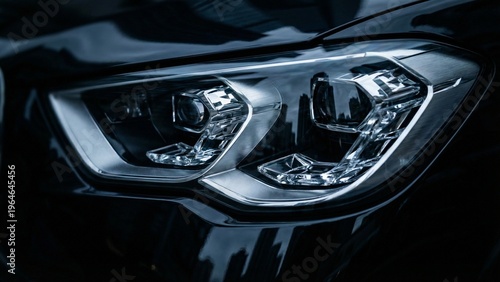 Luxury Car Headlight CloseUp with Modern LED Design and Dark Aesthetic
