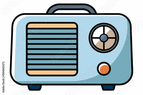 Retro radio sitting idle on white studio background