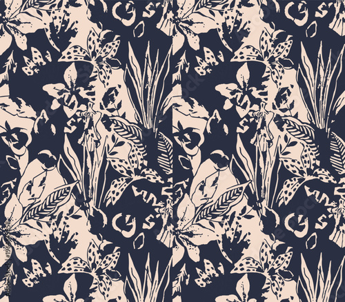 abstract an embossed blooming bright flower motif arrangement all - over textile design illustration digital image printing factory