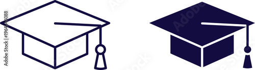 Graduation cap icons for education and academic achievements