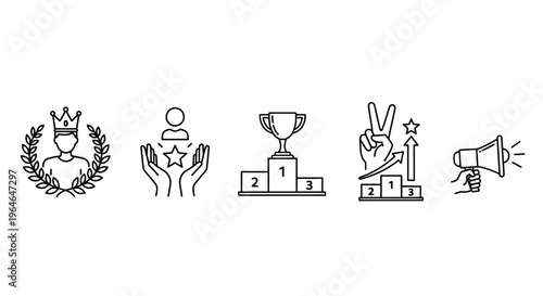 Success and achievement icons a collection of symbols representing victory, awards, and recognition
