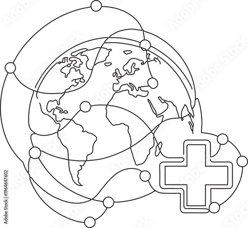 A 3D illustration of a global business concept featuring an international world map on a blue sphere globe representing Earth with distinct continents like America and Europe
