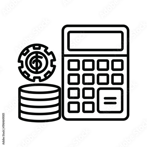 Depiction of financial management and data processing through iconic symbols representing efficiency and calculation
