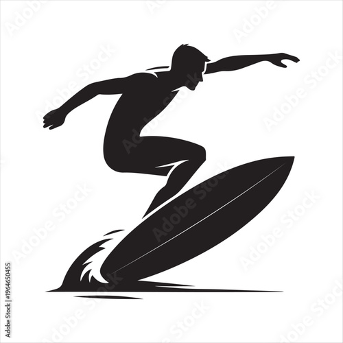 surfer vector silhouette clip art logo design concept illustration idea