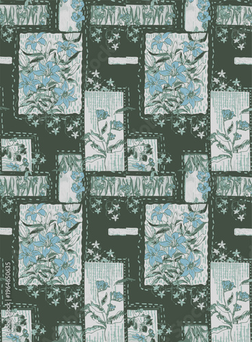 Patches work Bandana paisley, Traditional patch work,  folk fashion, Cultural, collage seamless eps vector file
