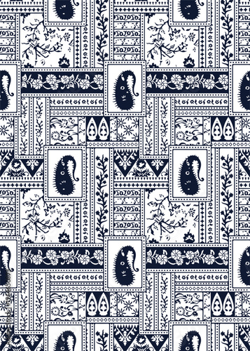 Patches work Bandana paisley, Traditional patch work,  folk fashion, Cultural, collage seamless eps vector file
