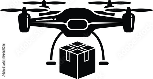 Drone delivery icon with package