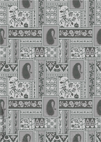 Patches work Bandana paisley, Traditional patch work,  folk fashion, Cultural, collage seamless eps vector file
