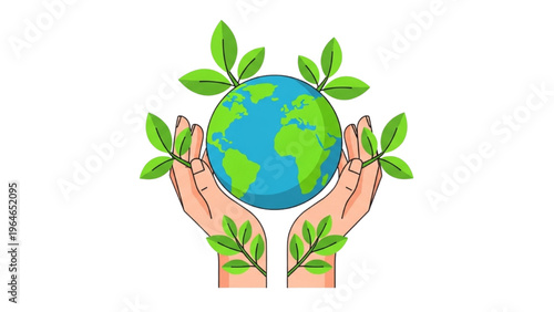 Caring hands embrace our planet Earth, symbolizing global sustainability and environmental protection initiatives