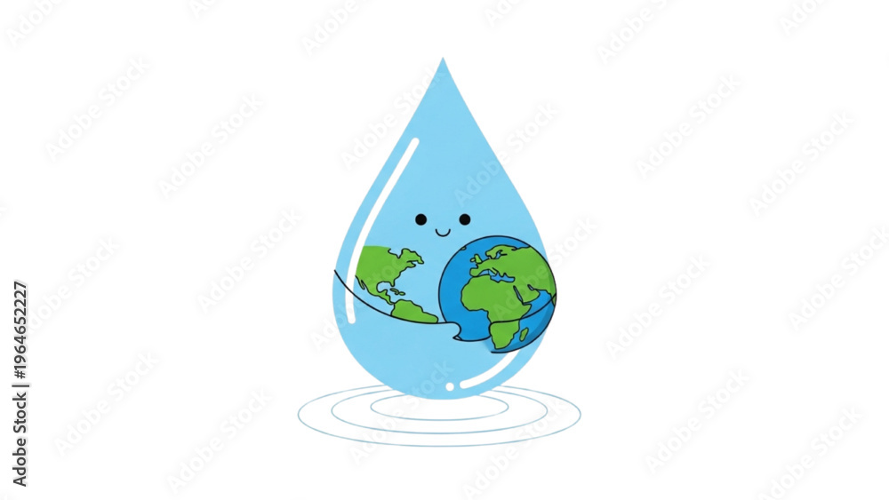 Obraz premium Caring Water Drop Embraces Earth A Symbol of Global Water Conservation and Environmental Protection