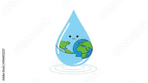 Caring Water Drop Embraces Earth A Symbol of Global Water Conservation and Environmental Protection