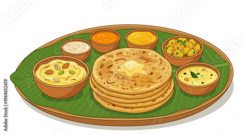Delicious Indian Food Platter with Various Dishes.