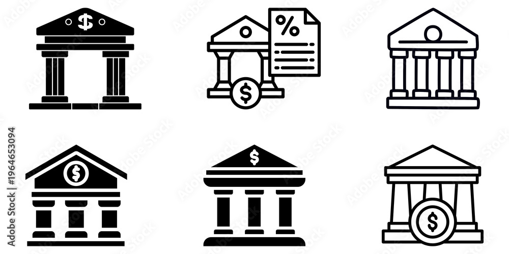 Naklejka premium Government institution building icons set isolated on transparent background