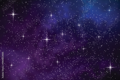Purple and blue nebula space background with stars