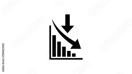 Black bar graph with descending arrow