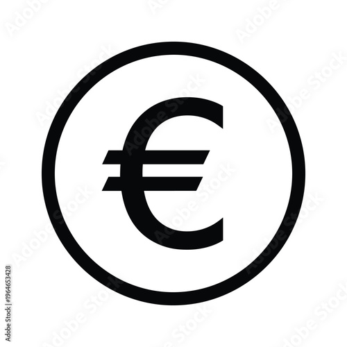 The euro currency symbol depicted inside a bold circular frame emphasizing its modern financial significance and global economic importance