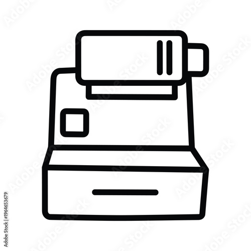 A sleek, modern cash register with a digital screen and paper roll for printing receipts, ready for retail transactions